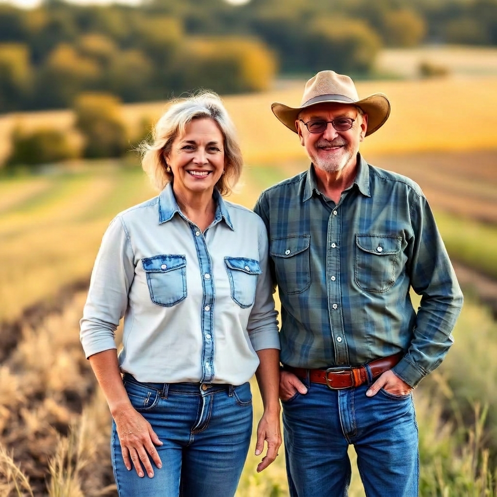 Happy landowners on their rural property